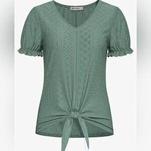 Grace Karin Green Eyelet Blouse